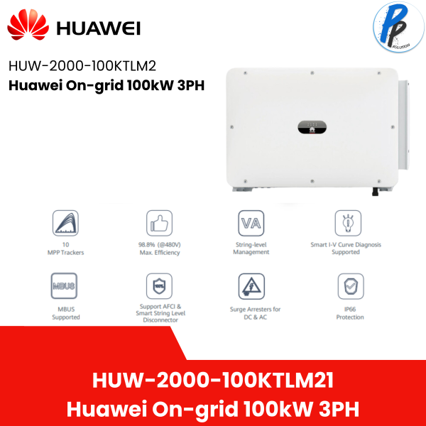 Huawei Inverter 100kW 3ph 1100VDC 10MPP รับประกัน 5 ปี